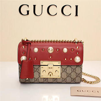 Gucci Padlock Bee Star Small Shoulder Bag 432182 Red