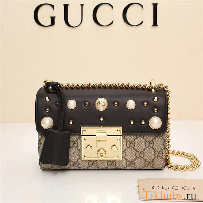 Gucci Padlock Bee Star Small Shoulder Bag 432182 Black - 1