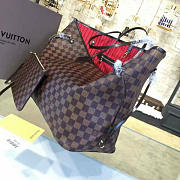 LV Original Neverfull Shopping Bag N41358 With Red - 6