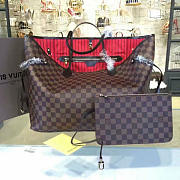 LV Original Neverfull Shopping Bag N41358 With Red - 1