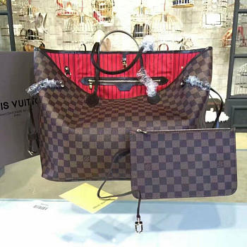 LV Original Neverfull Shopping Bag N41358 With Red