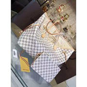 LV Original Neverfull Bag N41361 White Grid With Apricot - 5