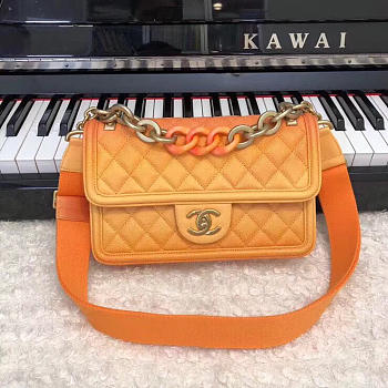  Chanel Original Large Cowskin Flap Bag With Orange 26cm