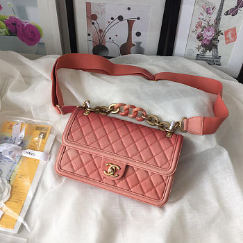 Chanel Original Large Cowskin Flap Bag With Pink 26cm