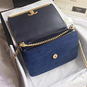  Chanel Calfskin Flap Bag A57560 Blue - 4