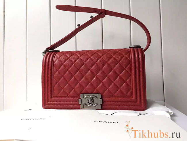 Chanel Leboy Bag Cowskin In Red With Silver Hardware - 1