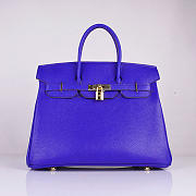 Hermes Original Togo Leather Birkin 30cm Bag In Blue - 1
