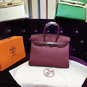 Hermes Original Togo Leather Birkin 30cm Bag In Burgundy - 1