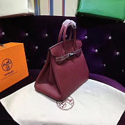 Hermes Original Togo Leather Birkin 30cm Bag In Burgundy - 2
