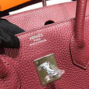 Hermes Original Togo Leather Birkin 30cm Bag In Burgundy - 5