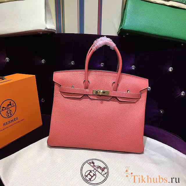 Hermes Original Togo Leather Birkin 30cm Bag In Coral - 1