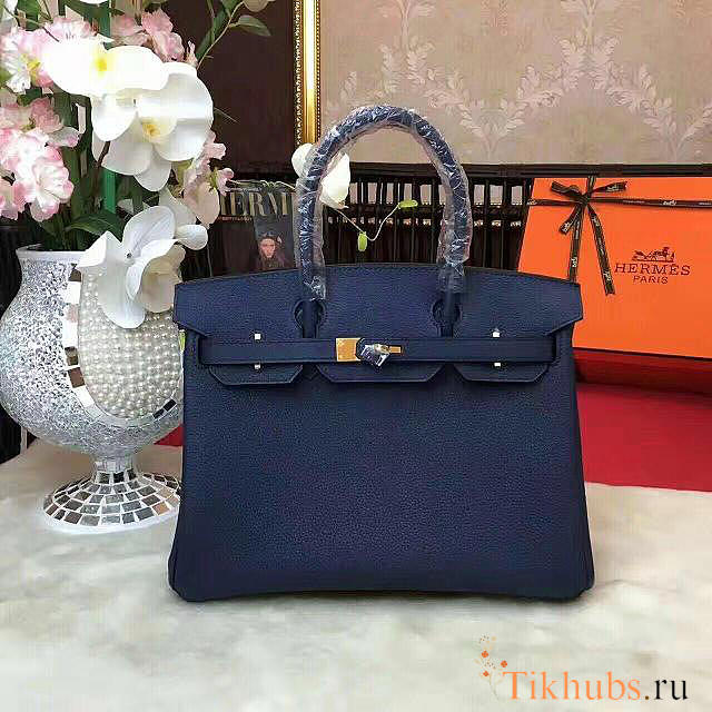  modishbag Hermes Original Togo Leather Birkin 30cm Bag In Navy Blue - 1