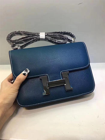 Hermes Epsom Leather Constance Bag In Dark Blue