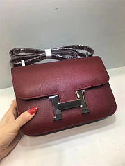 Hermes Epsom Leather Constance Bag In Wine Red - 3