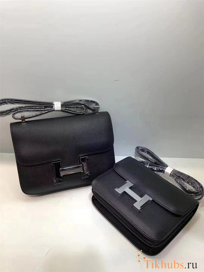 Hermes Epsom Leather Constance Bag In Black - 1