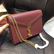 YSL 532750 Cassandra Monogram Clasp Smooth Leather Bag Wine Red - 5