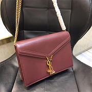 YSL 532750 Cassandra Monogram Clasp Smooth Leather Bag Wine Red - 1