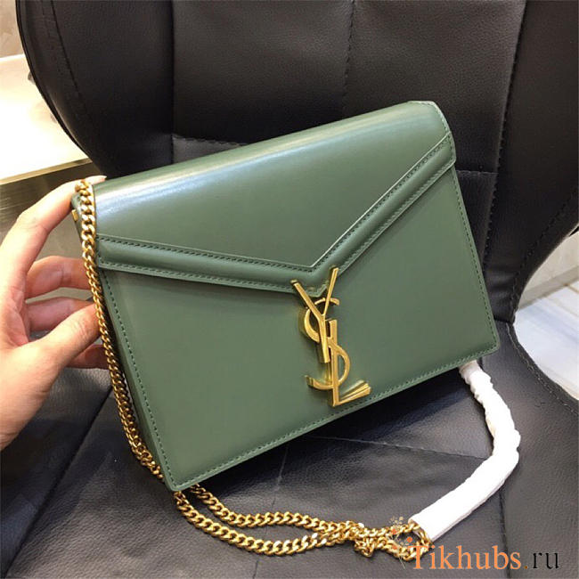 YSL 532750 Cassandra Monogram Clasp Smooth Leather Bag Green - 1