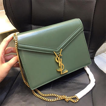 YSL 532750 Cassandra Monogram Clasp Smooth Leather Bag Green