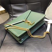 YSL 532750 Cassandra Monogram Clasp Smooth Leather Bag Green - 3