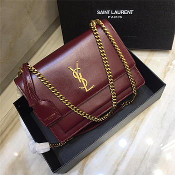 YSL Monogram Sunset Leather Crossbody Bag 442906 Red With Gold Hardware