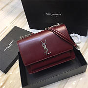 YSL Monogram Sunset Leather Crossbody Bag 442906 Red With Silver Hardware - 1