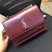 YSL Monogram Sunset Leather Crossbody Bag 442906 Red With Silver Hardware - 3