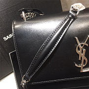 YSL Monogram Sunset Leather Crossbody Bag 442906 Black With Silver Hardware - 6