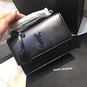 YSL Monogram Sunset Leather Crossbody Bag 442906 Black - 1