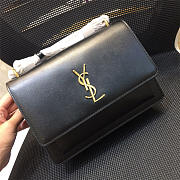 YSL Monogram Sunset Leather Crossbody Bag 442906 Black With Gold Hardware - 1