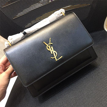 YSL Monogram Sunset Leather Crossbody Bag 442906 Black With Gold Hardware
