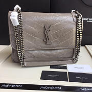 YSL Monogram Shoulder Bag In Gray - 3