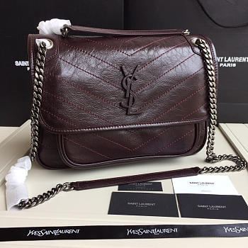 YSL Monogram Shoulder Bag In Wine Red