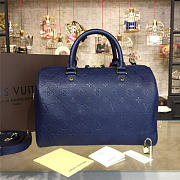 LV Speedy Bag With Wine Blue 30cm - 3