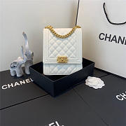 Chanel Boy Hangbag Calfskin White With Gold Hardware AS0130 - 2