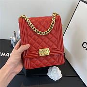 Chanel Boy Hangbag Calfskin Red With Gold Hardware AS0130 - 3