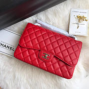 Chanel Caviar Flap Bag In Red 30cm With Silver Hardware - 6
