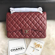 Chanel Caviar Flap Bag In Wine Red 30cm With Silver Hardware - 1