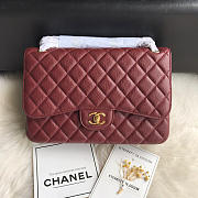 Chanel Caviar Flap Bag In Wine Red 30cm With Gold Hardware - 1