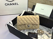  Chanel Flap Bag Lambskin Apricot With Silver Hardware 20CM - 1