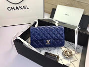 Chanel Flap Bag Lambskin Blue With Silver Hardware 20CM - 3