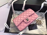 Chanel Flap Bag Lambskin Pink With Silver Hardware 20CM - 3