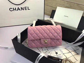 Chanel Flap Bag Lambskin Pink With Gold Hardware 20CM