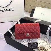  Chanel Flap Bag Lambskin Red With Silver Hardware 20CM - 5