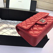  Chanel Flap Bag Lambskin Red With Silver Hardware 20CM - 4