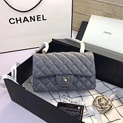 Chanel Flap Bag Lambskin Gray With Silver Hardware 20CM - 1