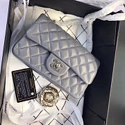 Chanel Flap Bag Lambskin Gray With Silver Hardware 20CM - 6