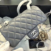 Chanel Flap Bag Lambskin Gray With Silver Hardware 20CM - 3