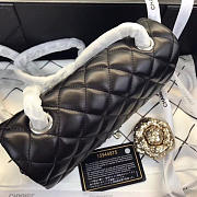 Chanel Flap Bag Lambskin Black With Sliver Hardware 20CM - 2