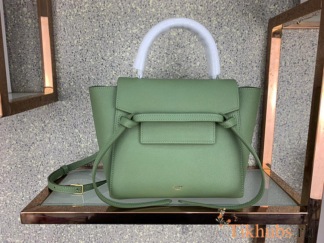 Celine Micro Belt Bag In Grained Calfskin With Green 20cm 175519 - 1